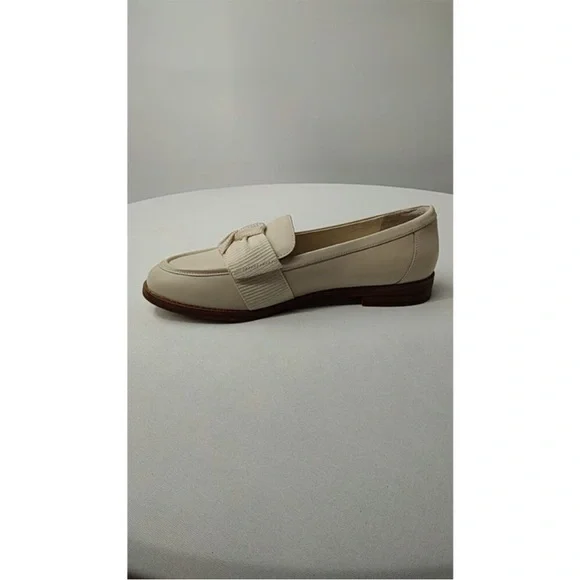 NEW Quince 9 Italian leather bow Elegant Cream Loafers - Picture 6 of 8